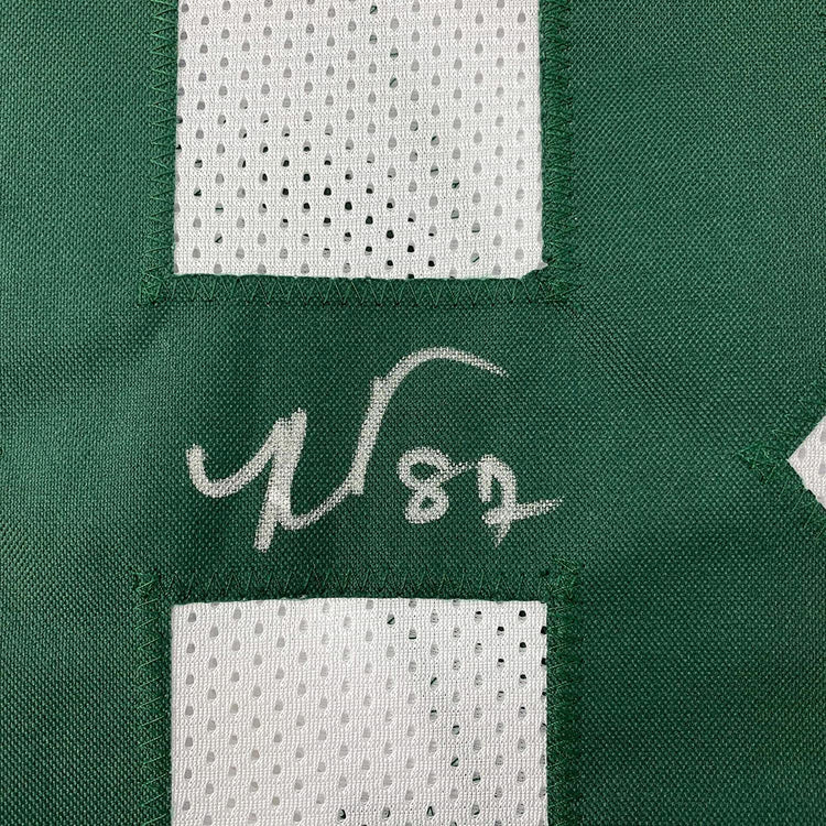 Framed Autographed/Signed Romeo Doubs 35x39 Green Bay White Football Jersey JSA COA
