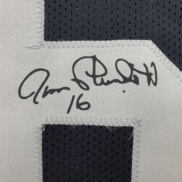 Framed Facsimile Autographed Jim Plunkett 35x39 Oakland Las Vegas Black Reprint Laser Auto Football Jersey
