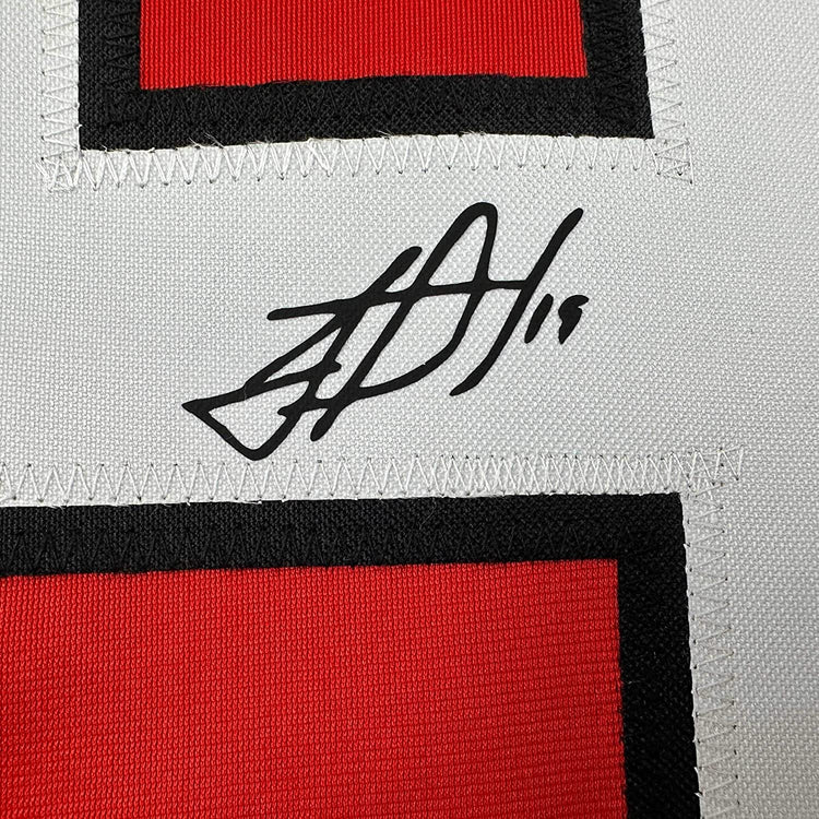 Framed Facsimile Autographed Jonathan Toews 35x39 Chicago Red Reprint Laser Auto Hockey Jersey
