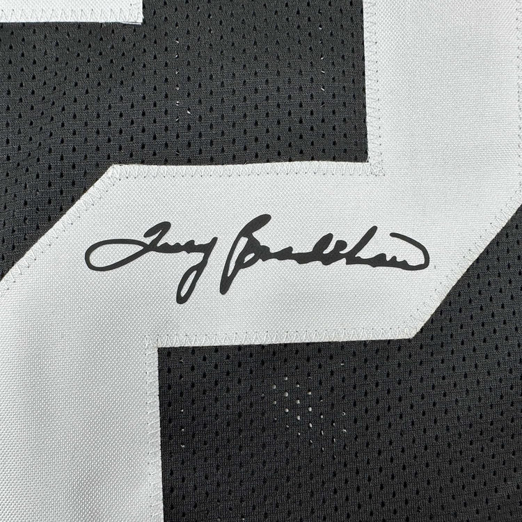 Framed Facsimile Autographed Terry Bradshaw 35x39 Pittsburgh Black Reprint Laser Auto Football Jersey