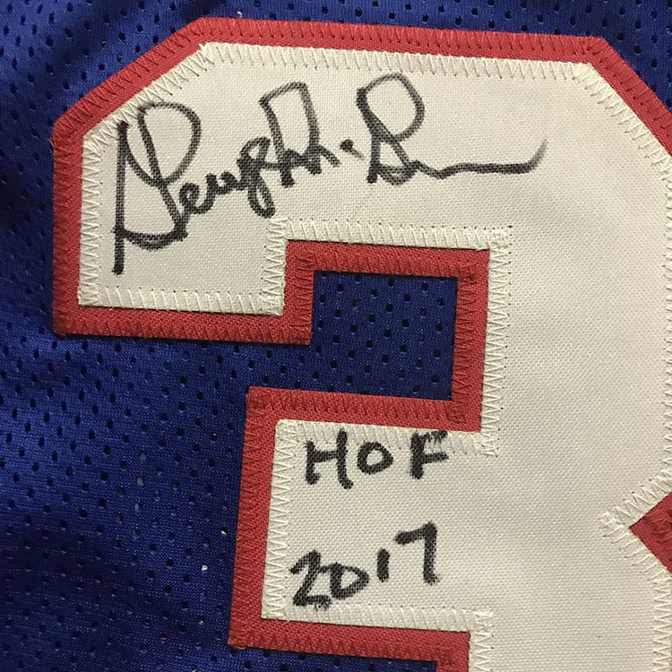 Autographed/Signed George McGinnis"HOF 17" Philadelphia Blue Basketball Jersey JSA COA
