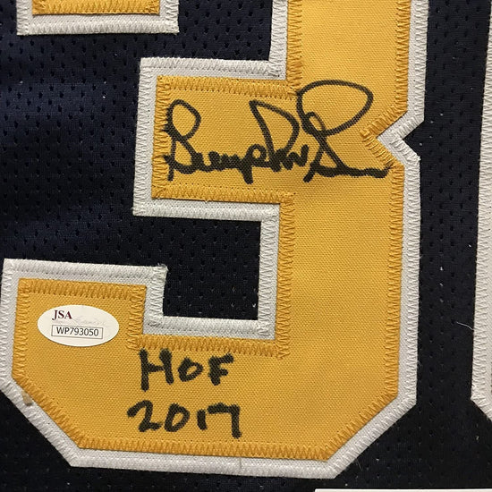 Framed Autographed/Signed George McGinnis"HOF 17" 33x42 Indiana Blue Basketball Jersey JSA COA