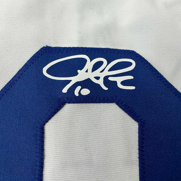 Framed Facsimile Autographed Justin Turner 35x39 Los Angeles LA White Reprint Laser Auto Baseball Jersey