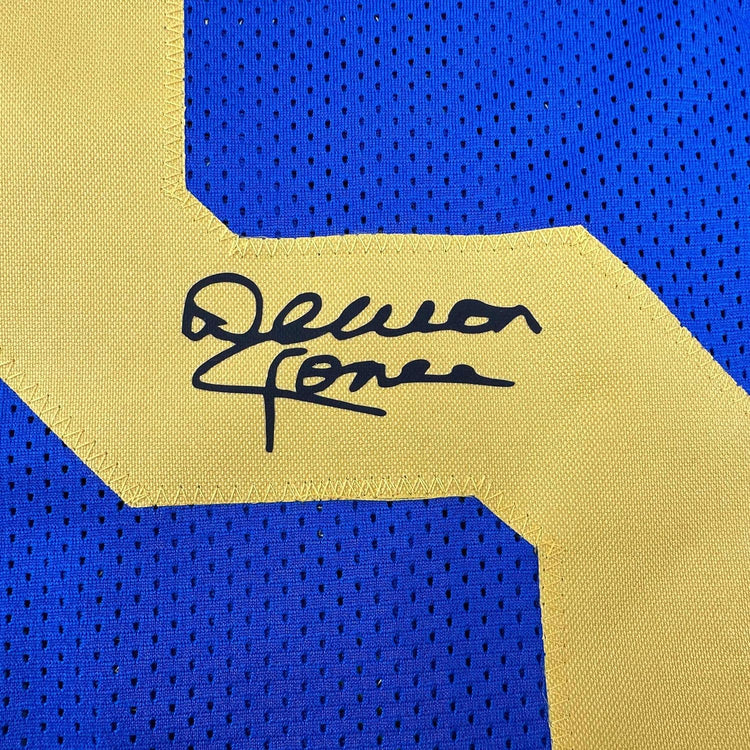 Framed Facsimile Autographed Deacon Jones 35x39 Los Angeles LA Royal Blue Retro Reprint Laser Auto Football Jersey