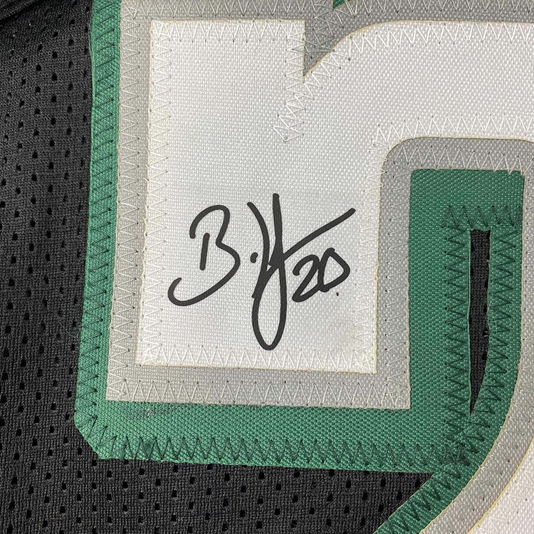Framed Facsimile Autographed Brian Dawkins 35x39 Philadelphia Black Reprint Laser Auto Football Jersey