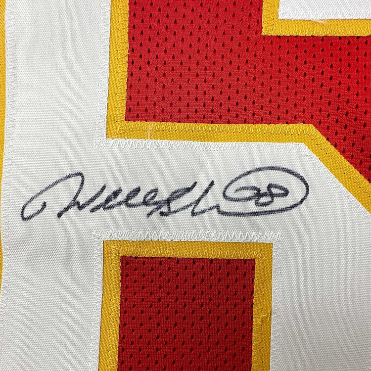 Framed Autographed/Signed Will Shields 35x39 Kansas City Red Football Jersey JSA COA