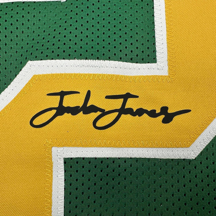 Framed Facsimile Autographed Jordan James 35x39 Oregon Green Reprint Laser Auto College Football Jersey