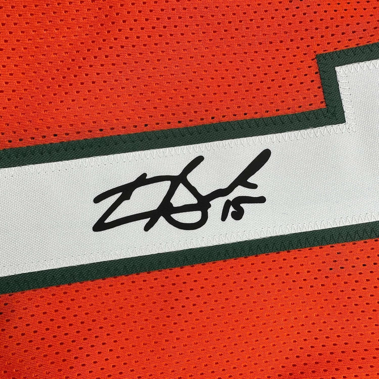 Framed Facsimile Autographed Carson Beck 35x39 Miami Orange Reprint Laser Auto College Football Jersey