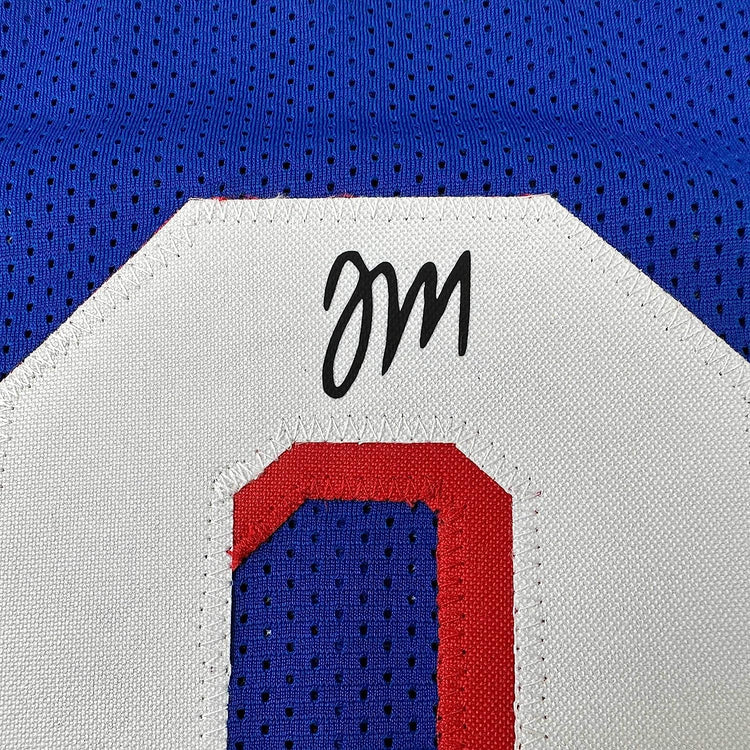 Framed Facsimile Autographed Tyrese Maxey 35x39 Philadelphia Blue Reprint Laser Auto Basketball Jersey