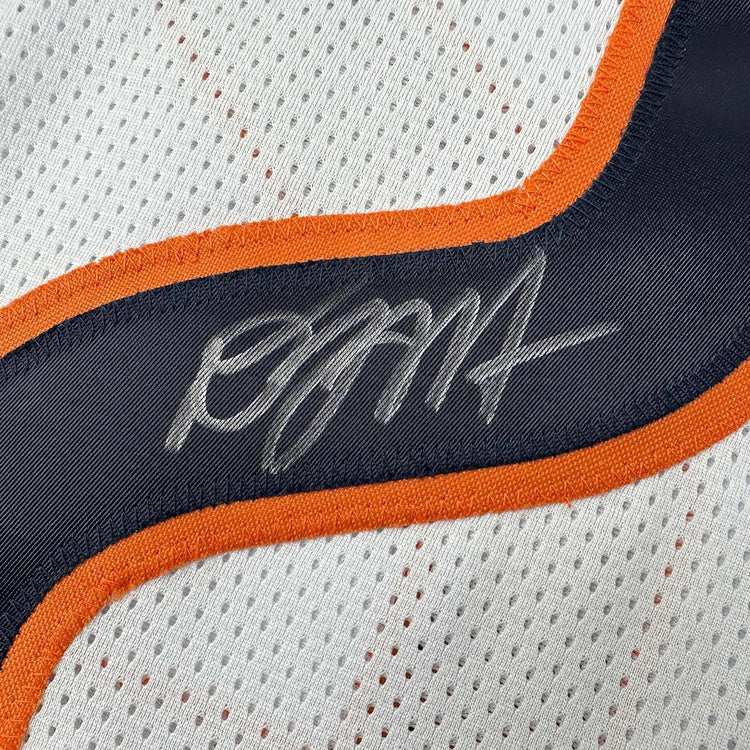 Framed Autographed/Signed D.J. DJ Moore 35x39 Chicago White Football Jersey Beckett BAS COA