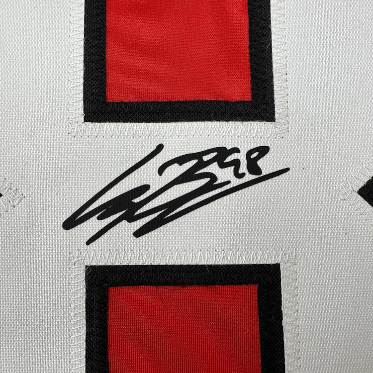 Framed Facsimile Autographed Connor Bedard 35x39 Chicago Red Reprint Laser Auto Hockey Jersey