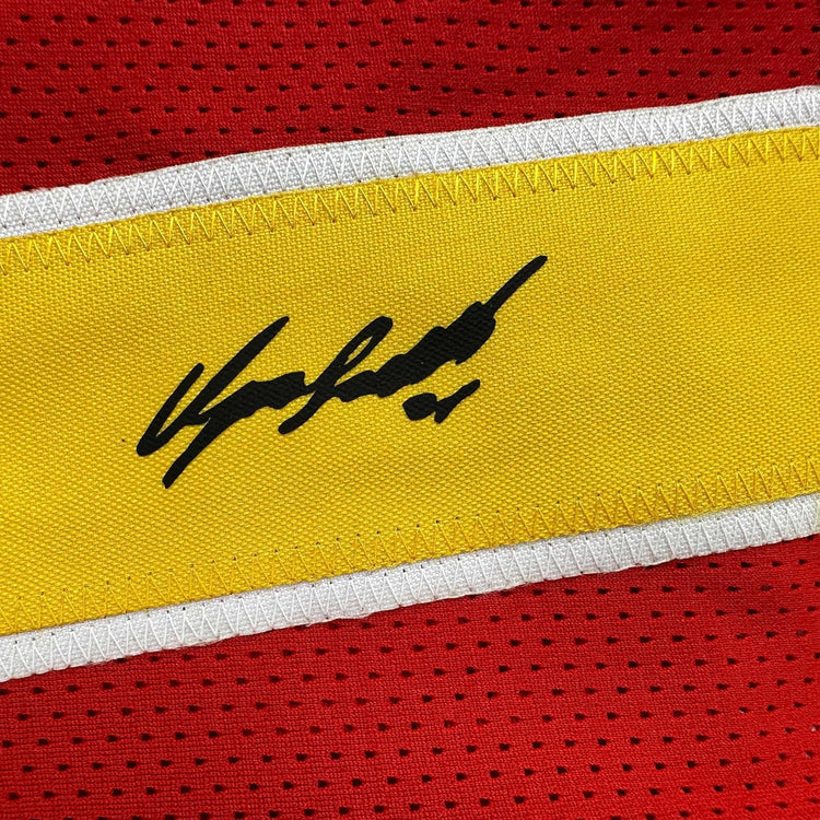 Framed Facsimile Autographed Dominique Wilkins 35x39 Atlanta Red Reprint Laser Auto Basketball Jersey
