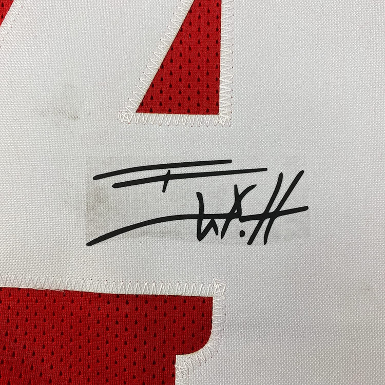 Framed Facsimile Autographed T.J. TJ Watt 35x39 Wisconsin Red Reprint Laser Auto College Football Jersey Size Men's XL