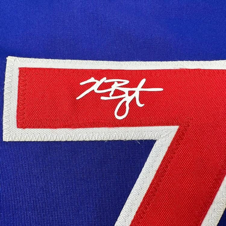 Framed Facsimile Autographed Kris Bryant 35x39 Chicago Blue Reprint Laser Auto Baseball Jersey