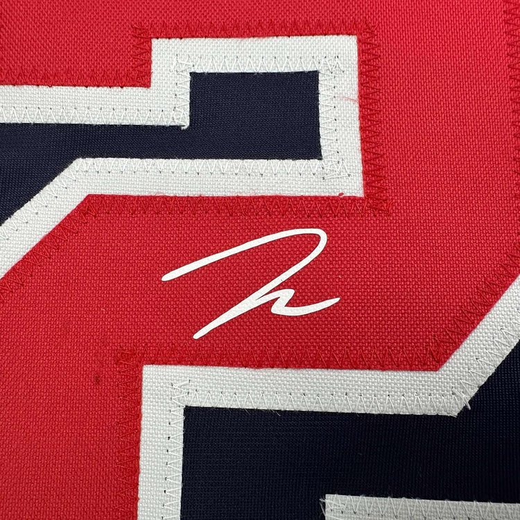 Framed Facsimile Autographed James Wood 35x39 Washington Blue Reprint Laser Auto Baseball Jersey