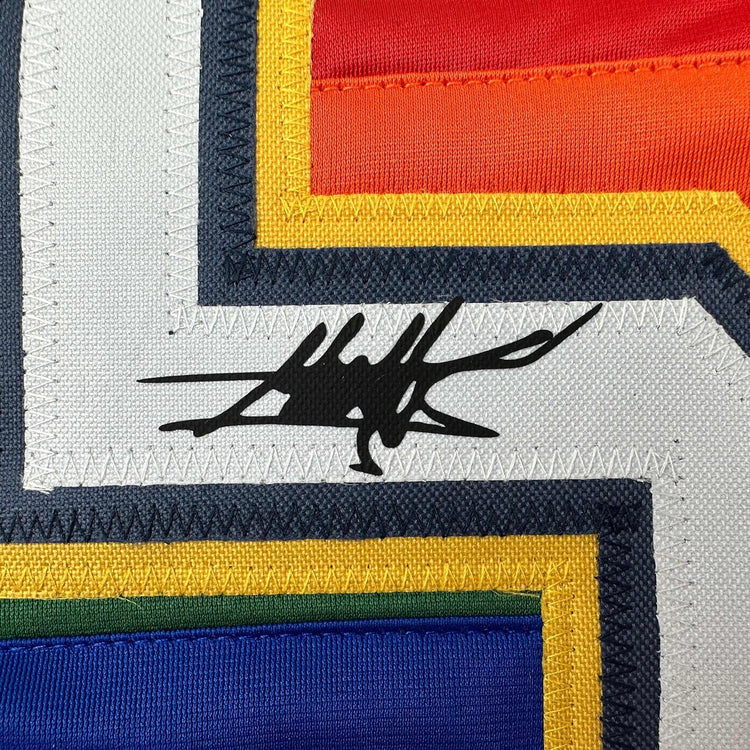 Framed Facsimile Autographed Dikembe Mutombo 35x39 Denver Blue Reprint Laser Auto Basketball Jersey