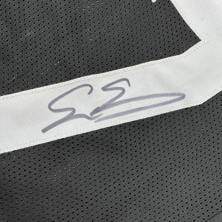 Framed Autographed/Signed Evan Engram 35x39 Jacksonville Black Football Jersey Beckett BAS COA