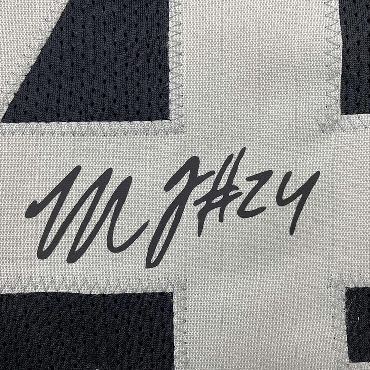 Framed Facsimile Autographed Marshawn Lynch 35x39 Oakland Las Vegas Black Reprint Laser Auto Football Jersey