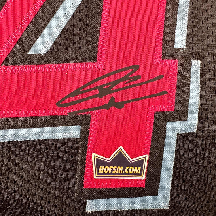 Framed Facsimile Autographed Tyler Herro 35x39 Miami Black Vice City Reprint Laser Auto Basketball Jersey