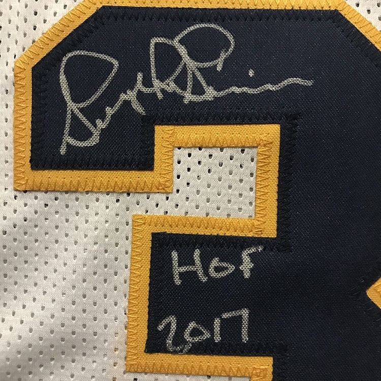 Framed Autographed/Signed George McGinnis"HOF 17" 33x42 Indiana White Basketball Jersey JSA COA
