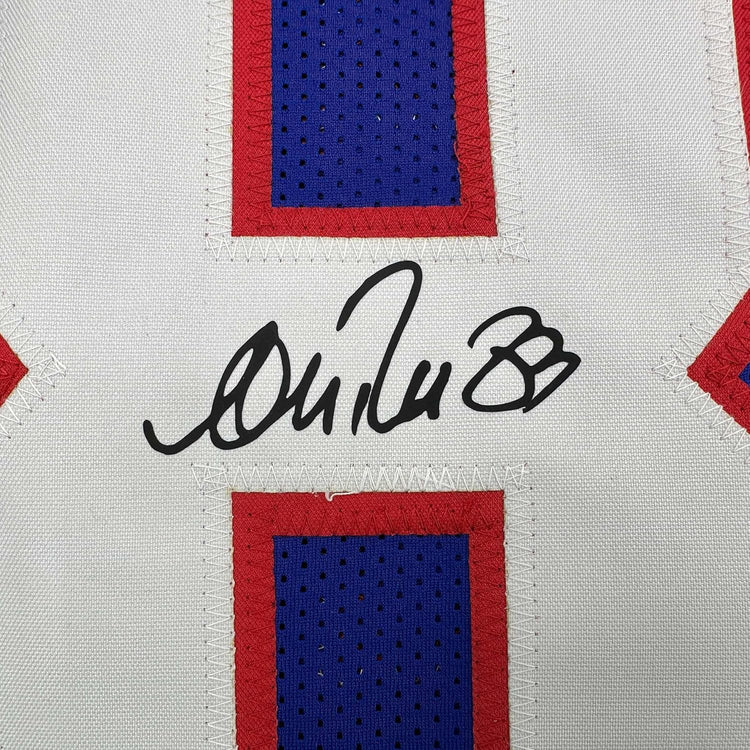 Framed Facsimile Autographed Andre Reed 35x39 Buffalo Blue Reprint Laser Auto Football Jersey
