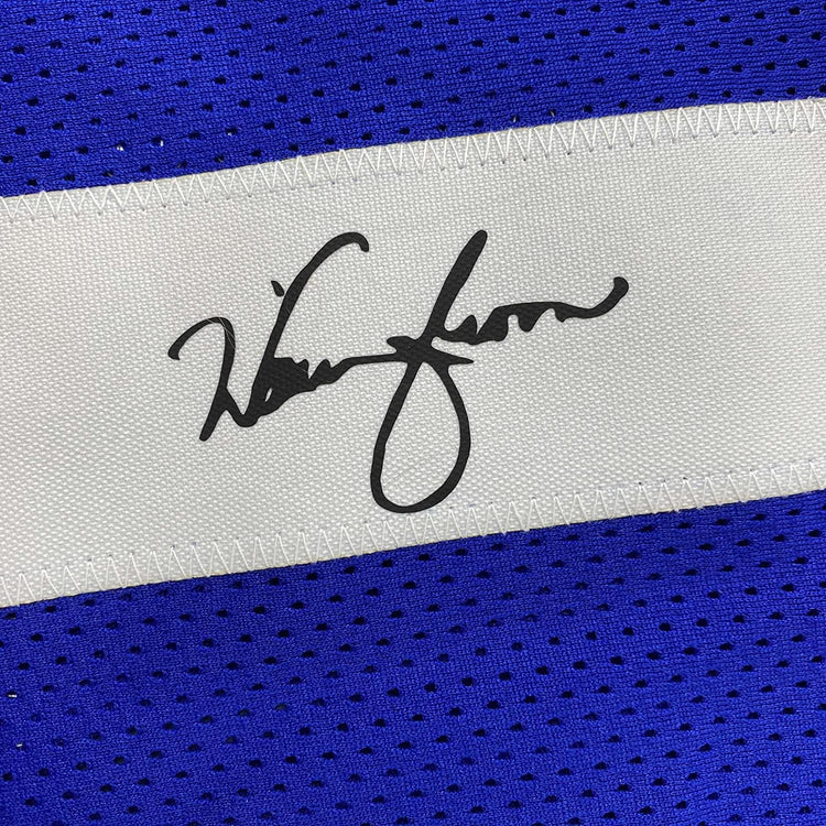 Framed Facsimile Autographed Warren Moon 35x39 Seattle Blue Reprint Laser Auto Football Jersey