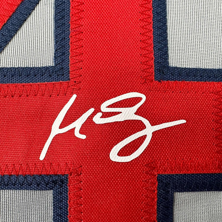 Framed Facsimile Autographed Manny Ramirez 35x39 Boston Grey Reprint Laser Auto Baseball Jersey