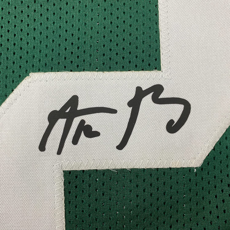 Framed Facsimile Autographed Aaron Rodgers 35x39 Green Bay Green Reprint Laser Auto Football Jersey Size Men's XL
