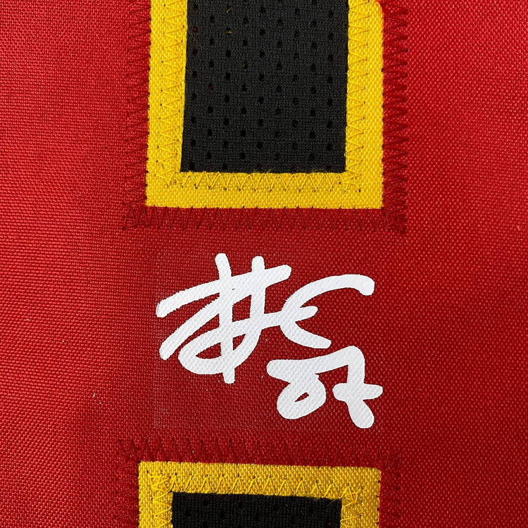 Framed Facsimile Autographed Travis Kelce 35x39 Kansas City Black Reprint Laser Auto Football Jersey Size Men's XL