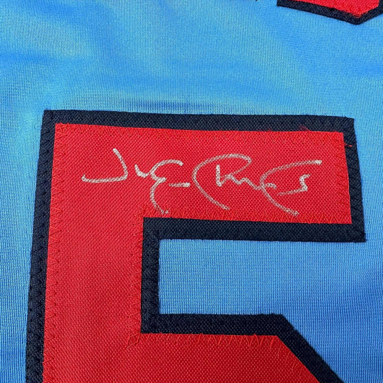 Framed Autographed/Signed Jim Edmonds 35x39 St. Louis Blue Baseball Jersey JSA COA