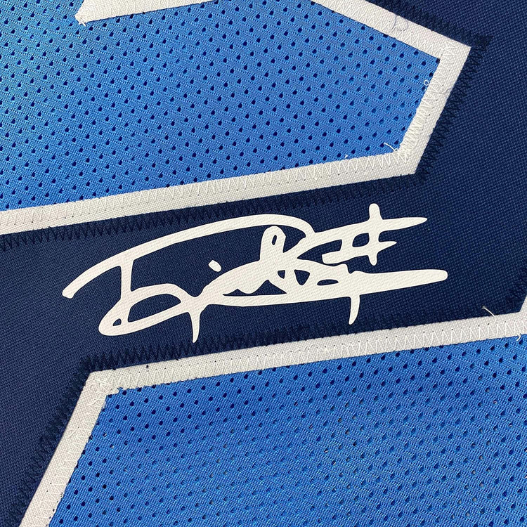 Framed Facsimile Autographed Derrick Henry 35x39 Tennessee Light Blue Reprint Laser Auto Football Jersey
