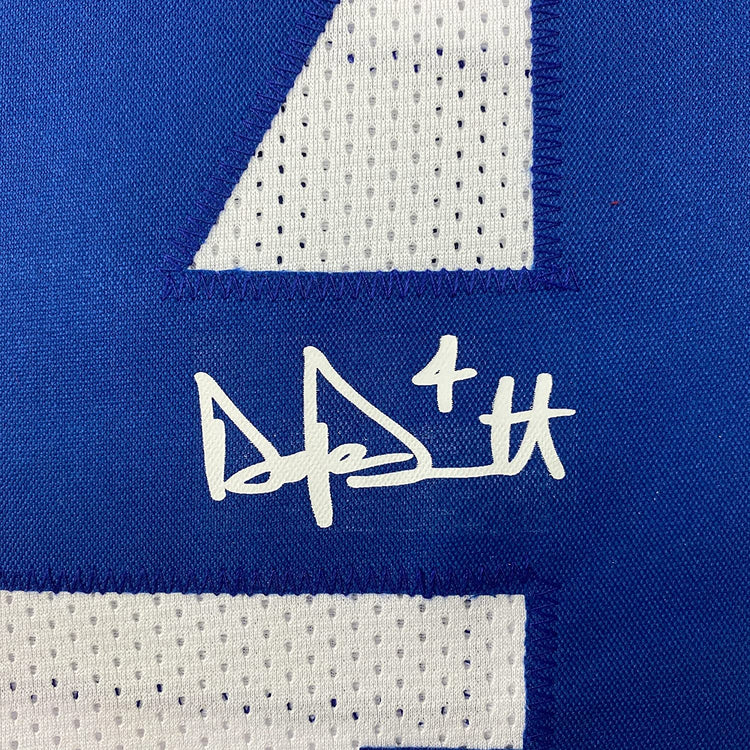 Framed Facsimile Autographed Dak Prescott 35x39 Dallas White Reprint Laser Auto Football Jersey Size Men's XL