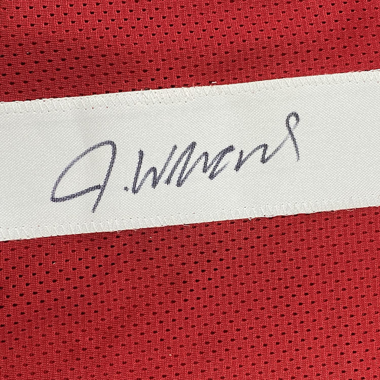 Framed Autographed/Signed Jameson Williams 35x39 Alabama Red College Football Jersey JSA COA