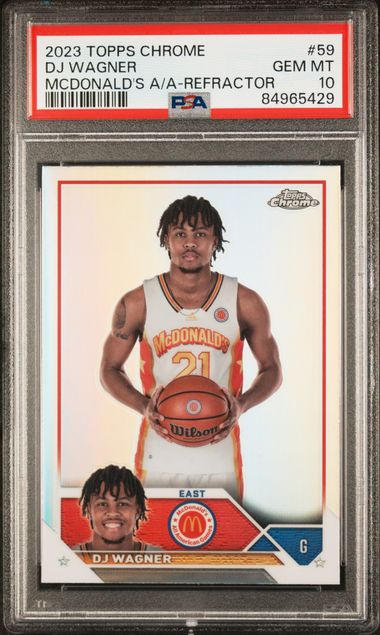Graded 2023 Topps Chrome DJ Wagner #59 McDonalds AA Refractor Rookie RC Basketball Card PSA 10 Gem Mint