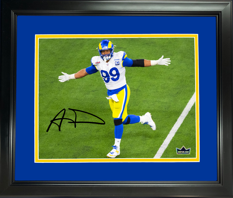 Framed Aaron Donald Los Angeles Rams Facsimile Laser Engraved Signature Auto 11"x14"Football Photo HOFSM Holo
