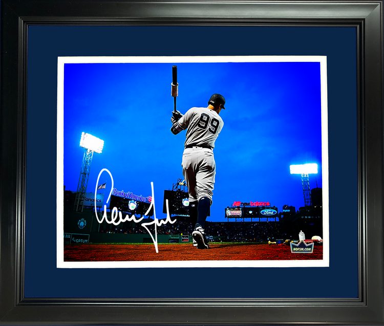 Framed Aaron Judge Facsimile Laser Engraved Signature Auto New York Yankees 11"x14"Baseball Photo HOFSM Holo