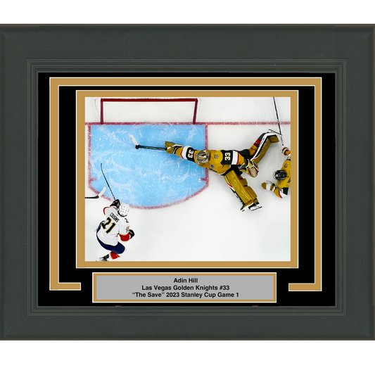 Framed Adin Hill The Save Game 1 Vegas Golden Knights 2023 Stanley Cup Champions 8x10 Hockey Photo Professionally Matted