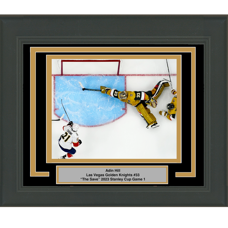 Framed Adin Hill The Save Game 1 Vegas Golden Knights 2023 Stanley Cup Champions 8x10 Hockey Photo Professionally Matted