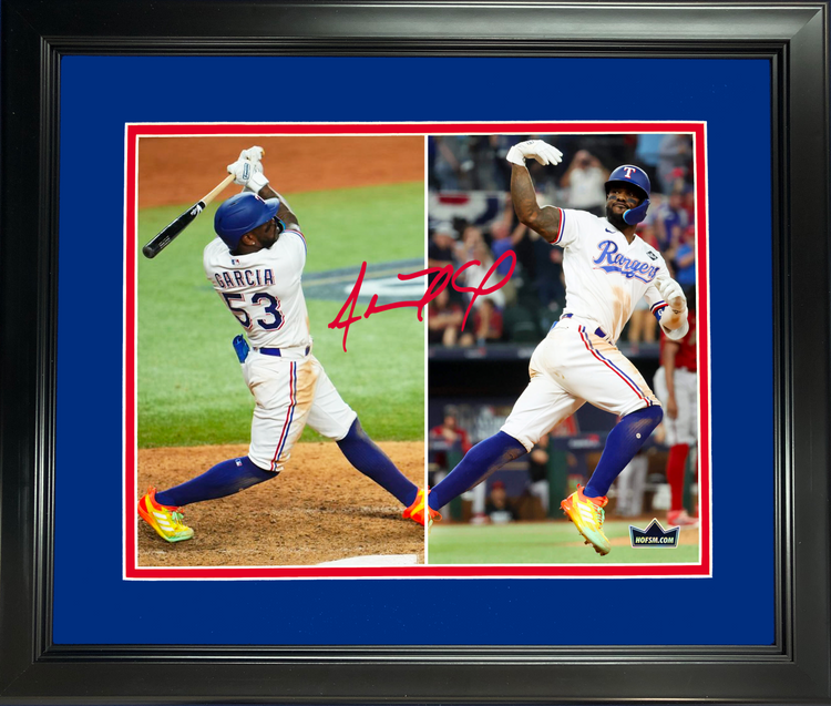 Framed Adolis Garcia 2023 World Series Game 1 Walk-Off Home Run Facsimile Laser Engraved Signature Auto 11"x14"Baseball Photo HOFSM Holo