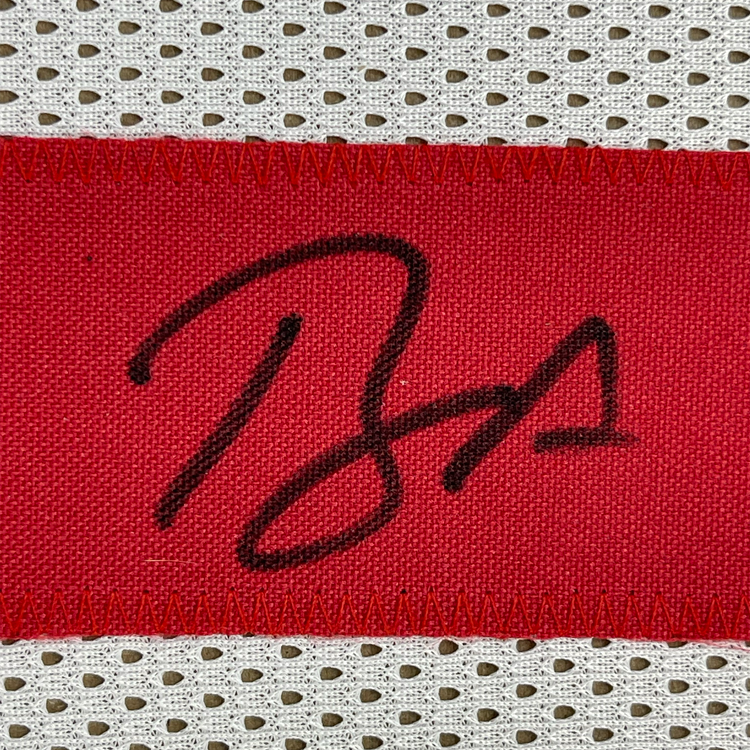 Framed Autographed/Signed Brandon Aiyuk 35x39 San Francisco White Football Jersey Beckett BAS COA