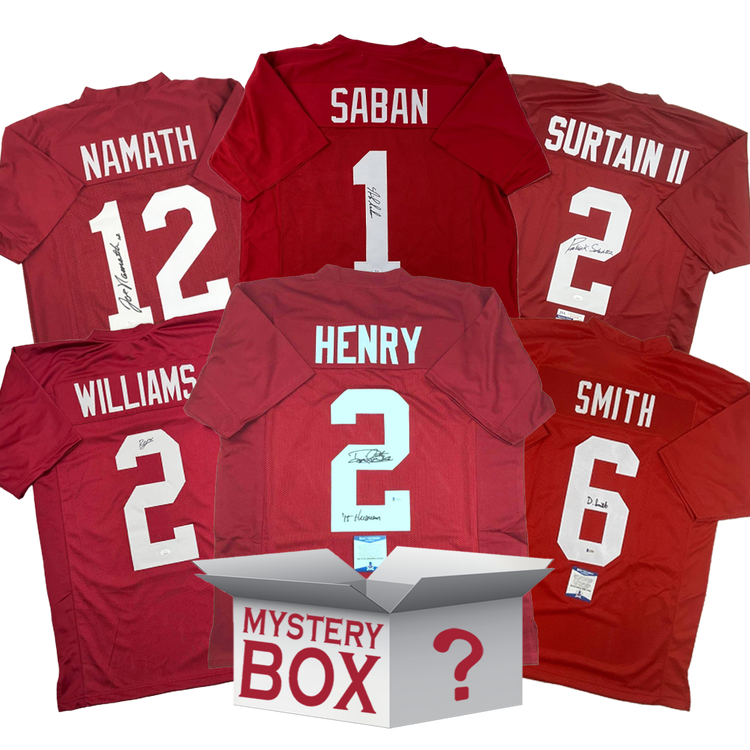 Autographed/Signed Alabama University College Football Jersey Mystery Box with PSA JSA or Beckett COA