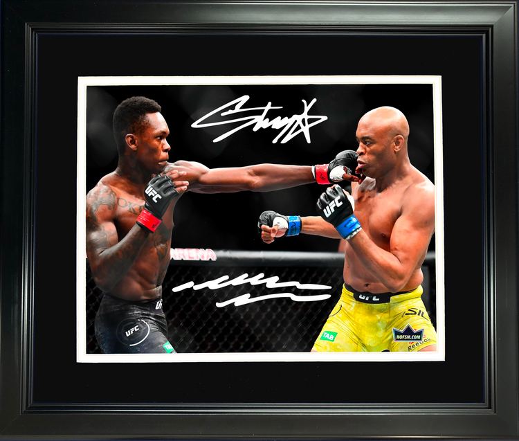 Framed Anderson Silva & Israel Adesanya UFC MMA Dual Facsimile Laser Engraved Signature Auto 11"x14"Photo HOFSM Holo