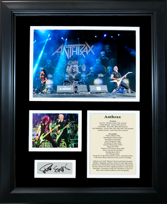 Framed Anthrax Band Discography Scott Ian & Frank Bello Dual Facsimile Laser Engraved Signatures Auto 11"x14"Music Photo Sig Collage