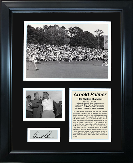 Framed Arnold Palmer 1964 Masters Champion PGA Facsimile Laser Engraved Signature Auto Golf 11"x14"Photo Sig Collage