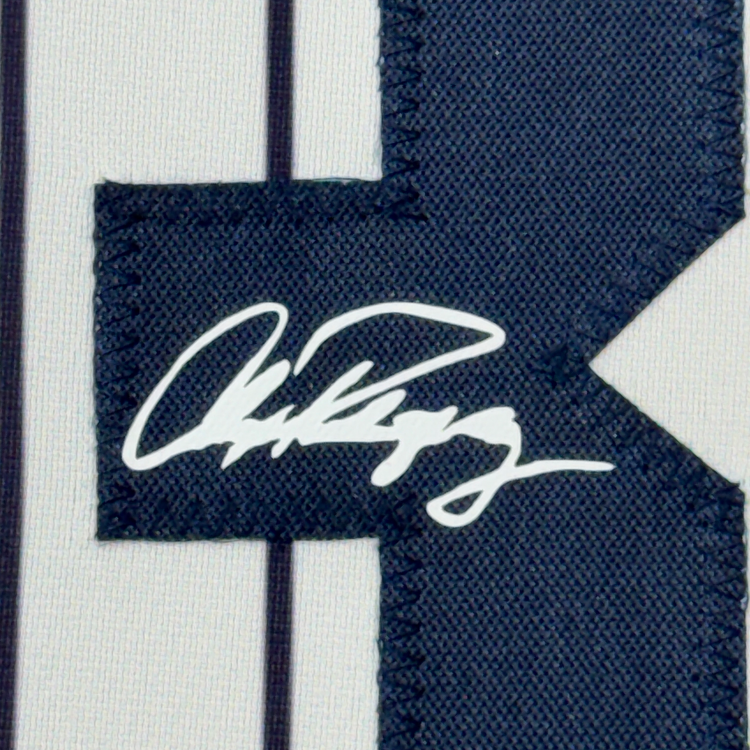Framed Facsimile Autographed Alex Rodriguez 35x39 A-Rod New York Pinstripe Reprint Laser Auto Baseball Jersey