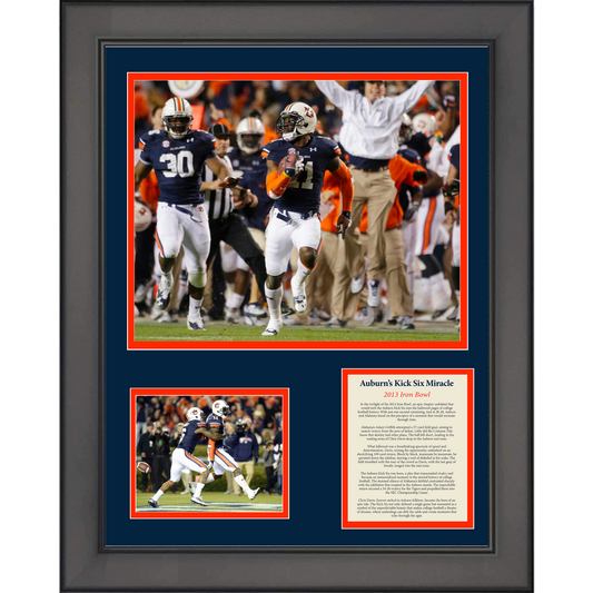Framed Auburn Tigers Kick Six 2013 Iron Bowl Chris Davis College Football 11"x14" Three Photo Collage
