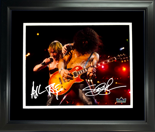 Framed Axl Rose & Slash Dual Facsimile Laser Engraved Signature Auto 11"x14" Music Photo HOFSM Holo