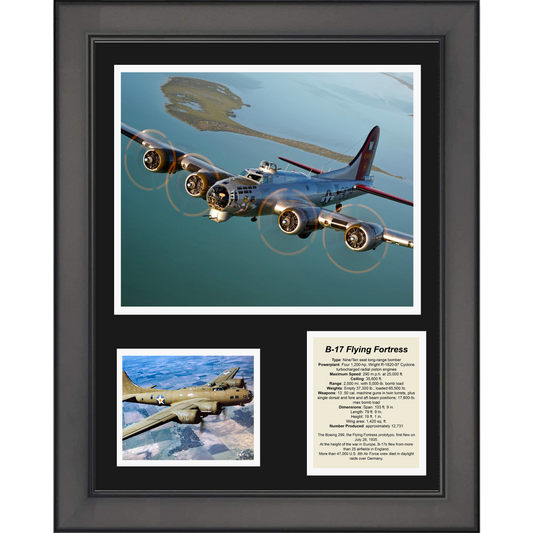Framed B-17 Flying Fortress 11"x14" Military Three Photo Collage