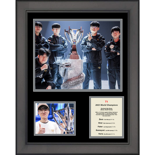 Framed T1 - 2023 World Champions  11"x14" Three Photo Collage