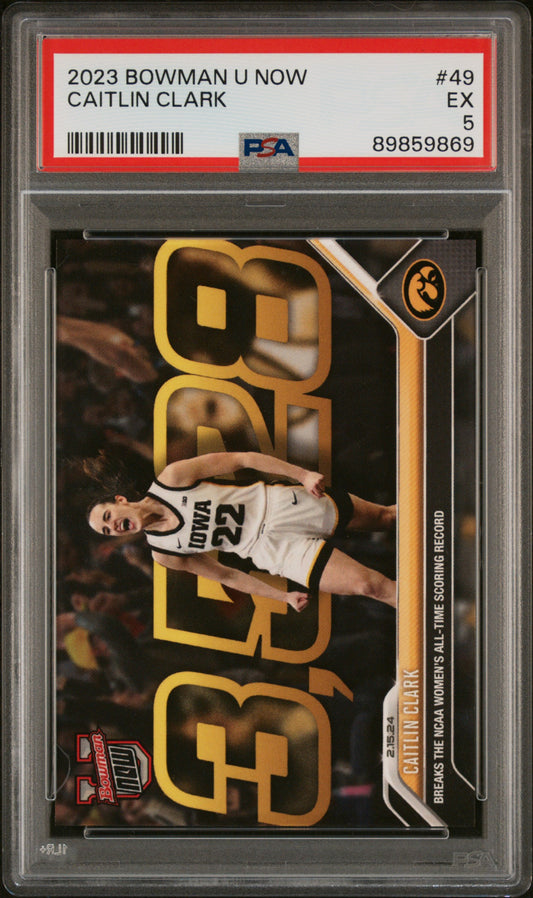 Graded 2023 Topps Bowman U Now Caitlin Clark #49 Rookie RC Basketball Card PSA 5 EX